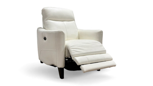 World of Leather 'Petit' Bv-744d Star White Leather Power Recliner Chair