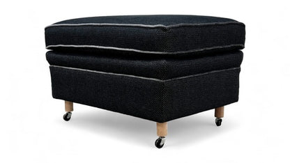 Duresta ‘McMann’ Navy Fabric Footstool on Caster Legs