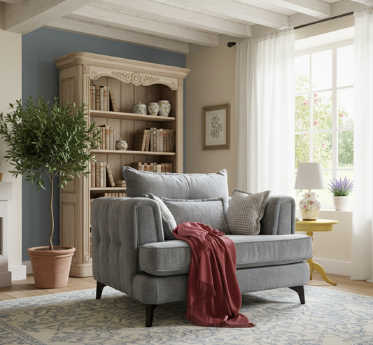 An accent chair in a french style living room