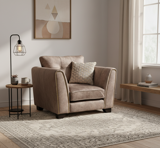 ‘Mariah’ Dapple Chocolate-Tri Brass Velvet Classic Back Armchair (Ariana)