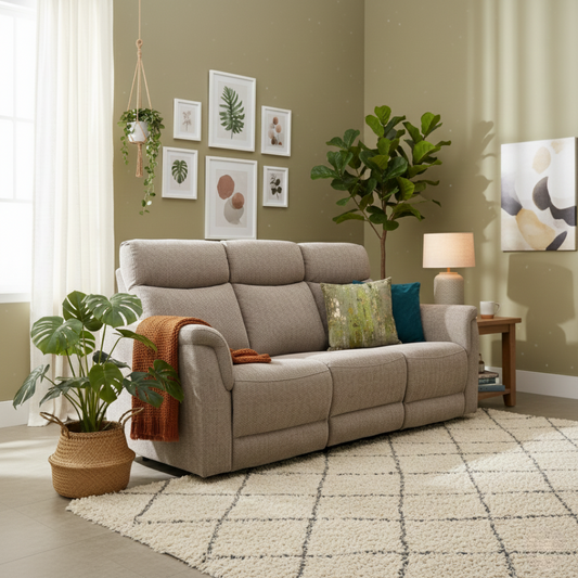 Living Room of the Maude Power Recliner Sofa, showcasing the high back design.