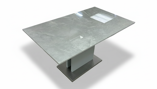 'Grigio' Glossy Marble-effect Fixed Dining Table