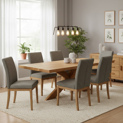 Bodahl ‘Terra’ 1 Oiled Solid Oak Raw Edge 240cm Dining Table with Wooden Star Base