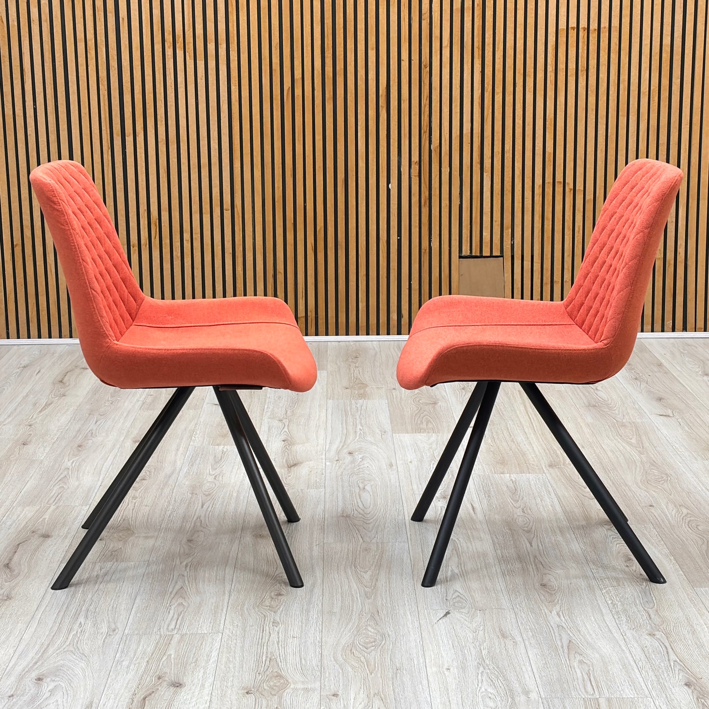 ‘Rocket’ Orange Fabric Pair of Dining Chairs