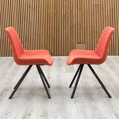 ‘Rocket’ Orange Fabric Pair of Dining Chairs