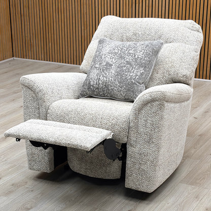 Parker Knoll ‘Hudson 23’ Ida Stone 006035-0055 Fabric Power Recliner Chair with Power Headrest and Power Lumbar