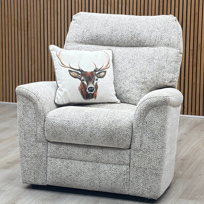 Parker Knoll ‘Hudson 23’ Ida Stone 006035-0055 Fabric Chair Set – Power Recliner Chair & Standard Armchair
