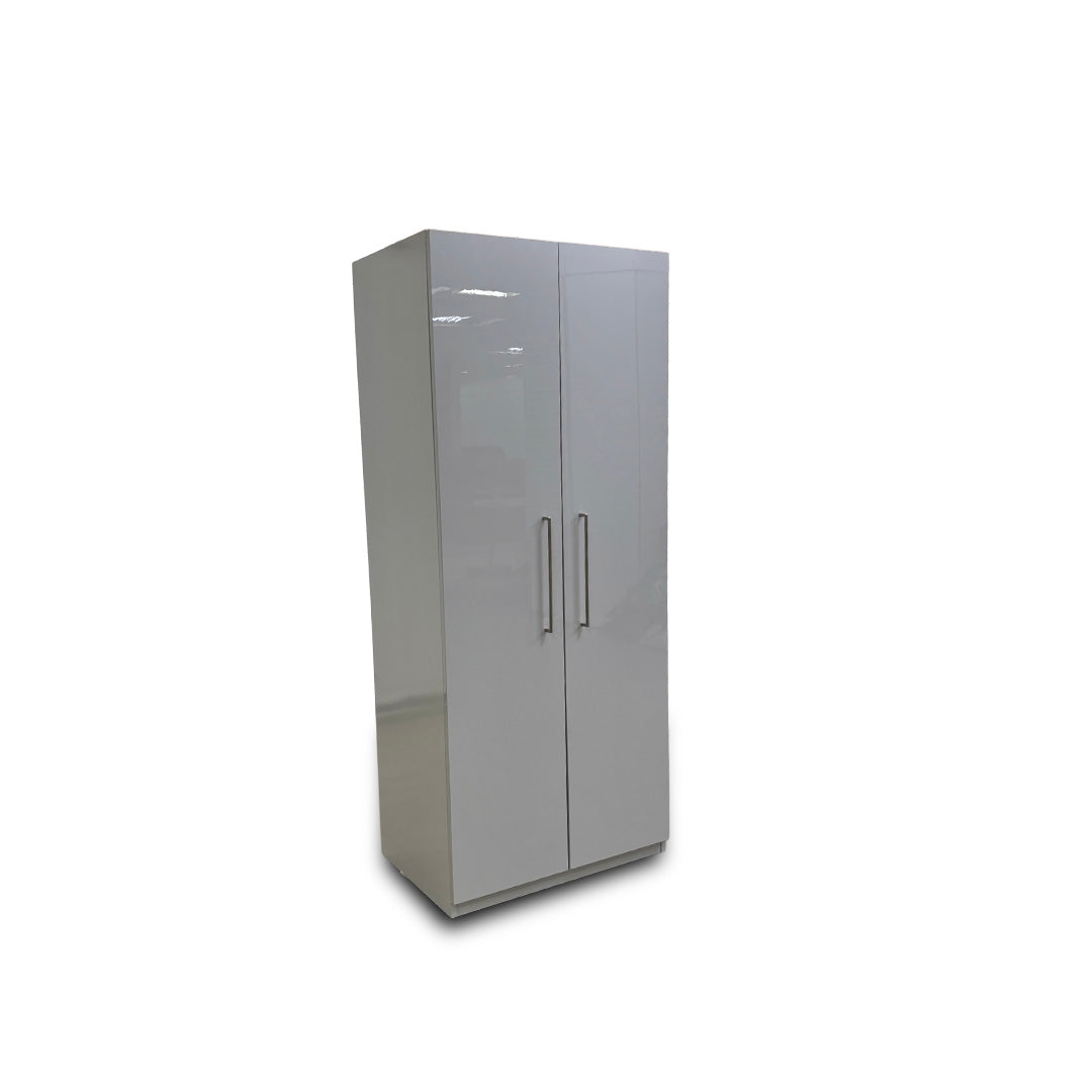 London Bedrooms ‘Castle’ Grey Gloss 2 Door Hinged Wardrobe