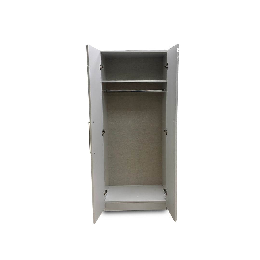 London Bedrooms ‘Castle’ Grey Gloss 2 Door Hinged Wardrobe