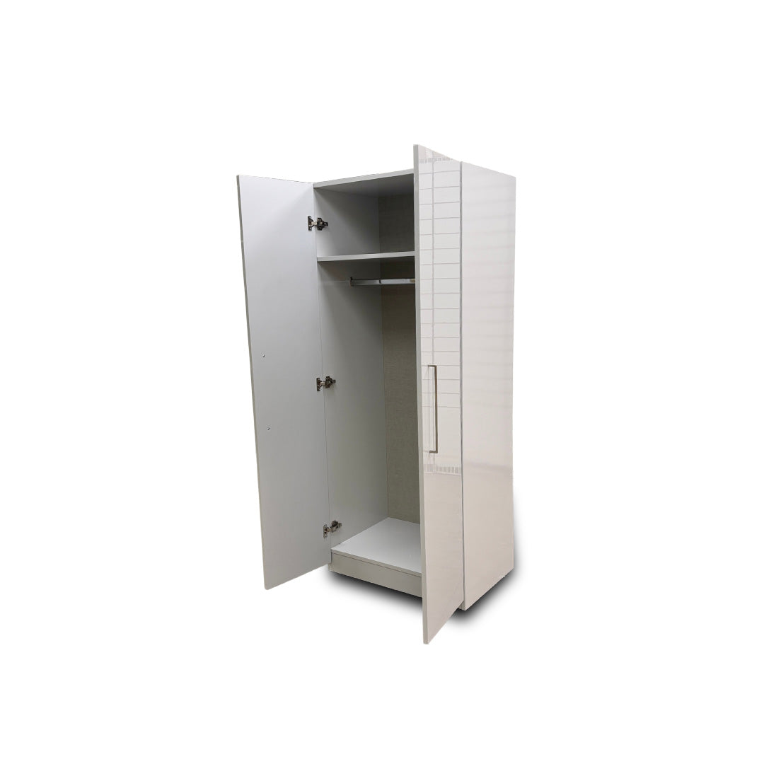 London Bedrooms ‘Castle’ Grey Gloss 2 Door Hinged Wardrobe