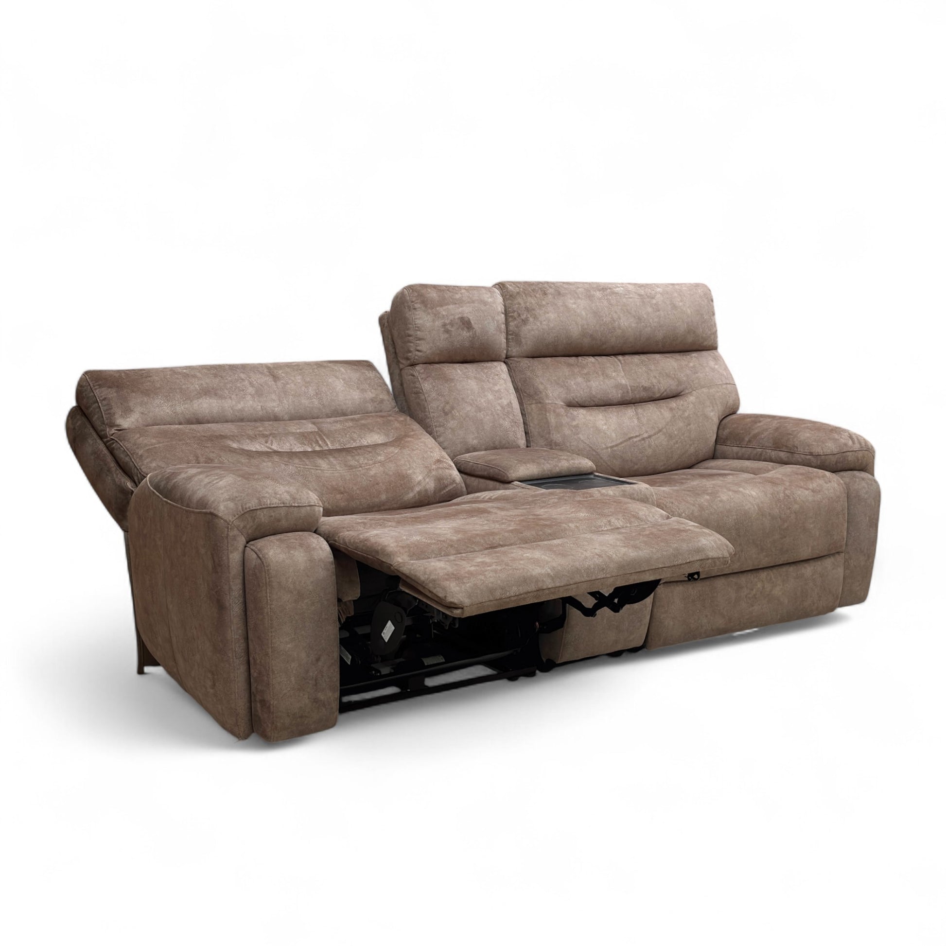 Cinemax Marble Classic Brown Velvet 3 Seater Power Recliner Sofa, Full View