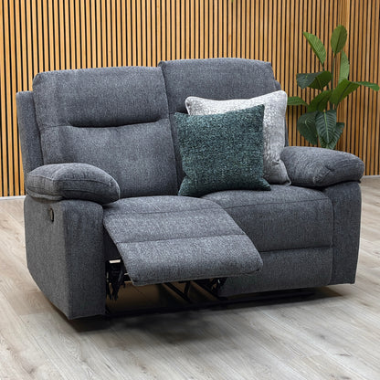 'Fenway' Charcoal Grey Woven Fabric Manual Recliner 2 Seater Sofa