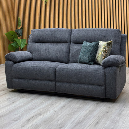 'Fenway' Charcoal Grey Woven Fabric Manual Recliner 3 Seater Sofa