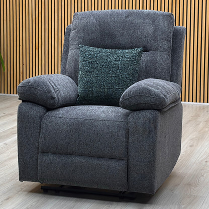 'Fenway' Charcoal Grey Woven Fabric Manual Recliner Armchair