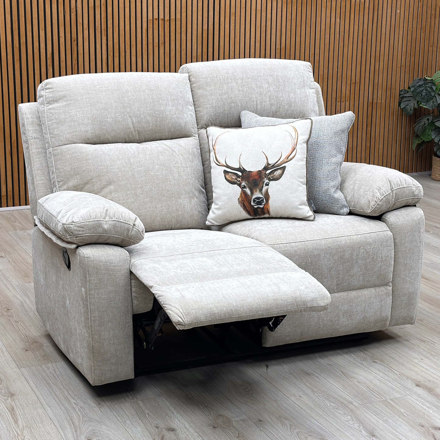'Fenway' Beige Woven Fabric Manual Recliner 2 Seater Sofa