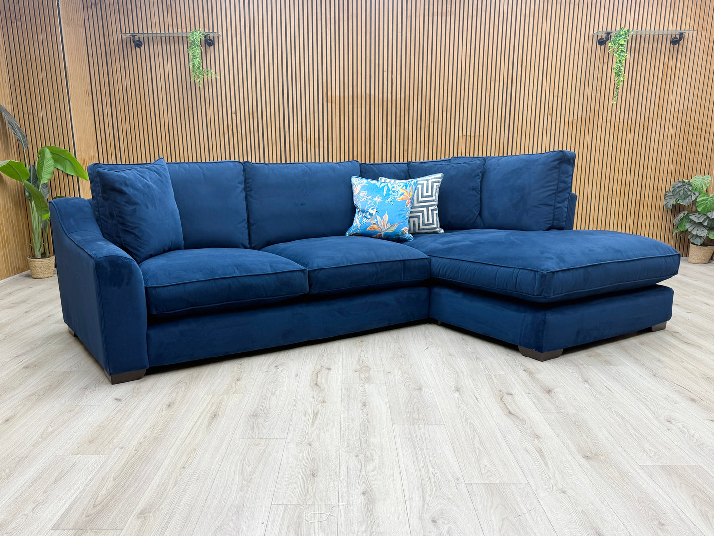 The Lounge Co. 'Isobel' Mid009 Midnight Indigo Ch Ft Velvet Right Hand Facing Corner Sofa with Chaise End