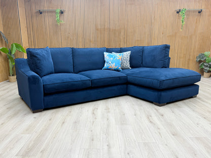 The Lounge Co. 'Isobel' Mid009 Midnight Indigo Ch Ft Velvet Right Hand Facing Corner Sofa with Chaise End