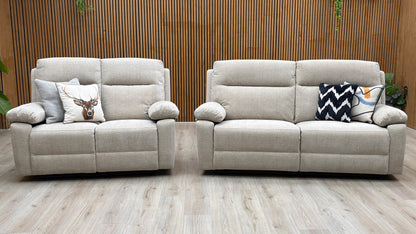 'Fenway' Beige Woven Fabric Manual Recliner 3 + 2 Seater Sofa Set