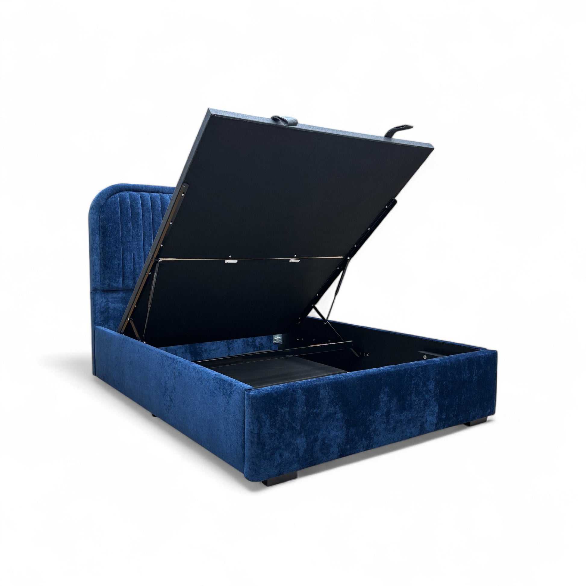 The King-size Ottoman Bed with the end lift open, illustrating the spacious storage area underneath the mattress base.