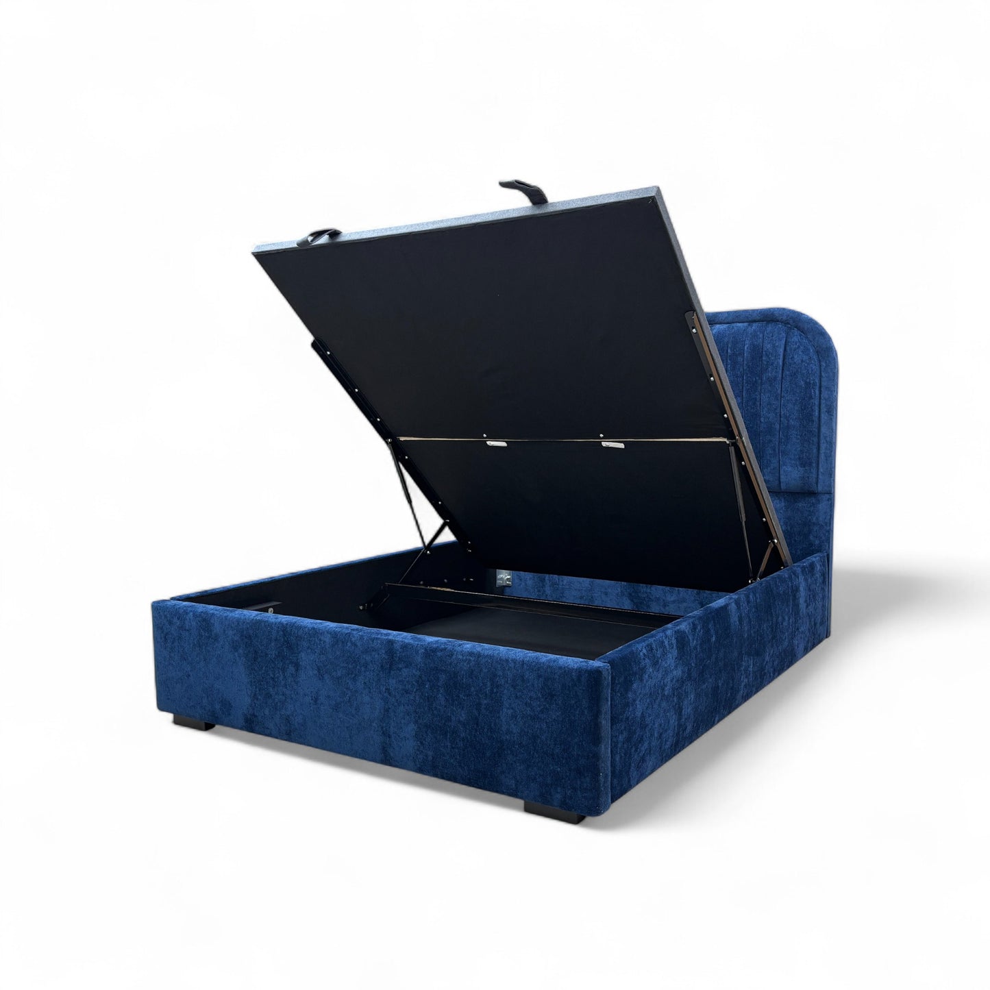 The King-size Ottoman Bed with the end lift open, illustrating the spacious storage area underneath the mattress base.