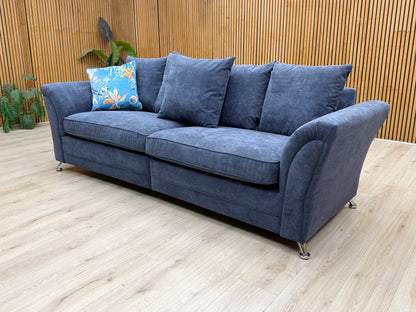 'Dury' Blue Fabric 4 Seater Split Frame Sofa