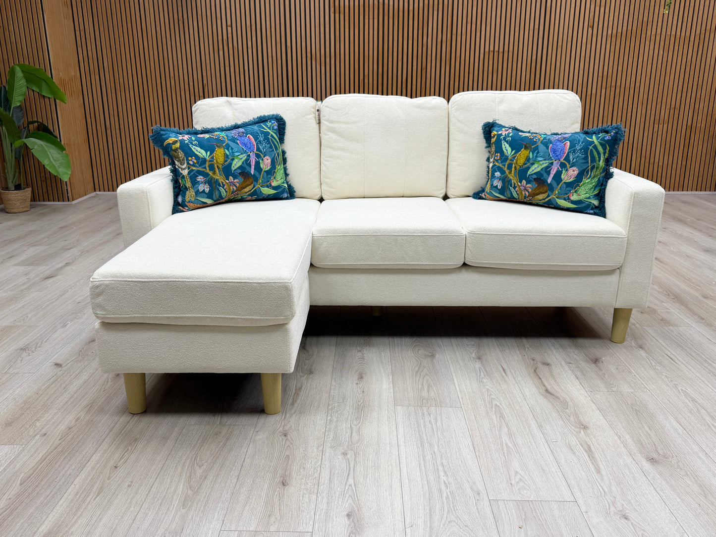 'Pad' Natural Fabric Compact Left Hand Facing Corner Sofa