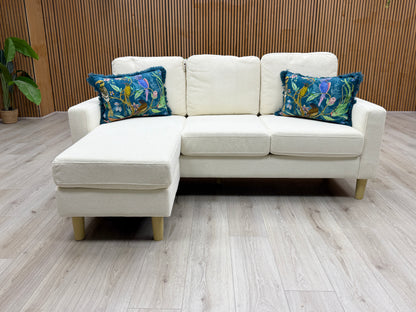 'Pad' Natural Fabric Compact Left Hand Facing Corner Sofa