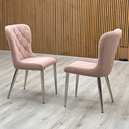 ‘Donnie’ Pink Fabric Pair of Dining Chairs