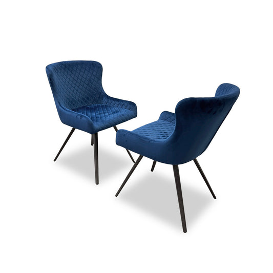 ‘Messina’ Royal Blue Velvet Set of 2 Dining Chairs