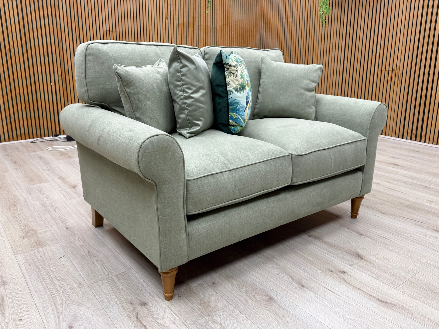 'William' Cosmo Olive Green Fabric 2 Seater Sofa