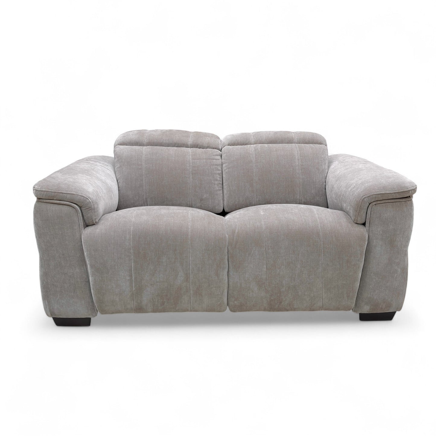 Front-on view of the 'Inca' 2 Seater Power Recliner Sofa, emphasizing its pocket-sprung seats and comfortable, roomy proportions.