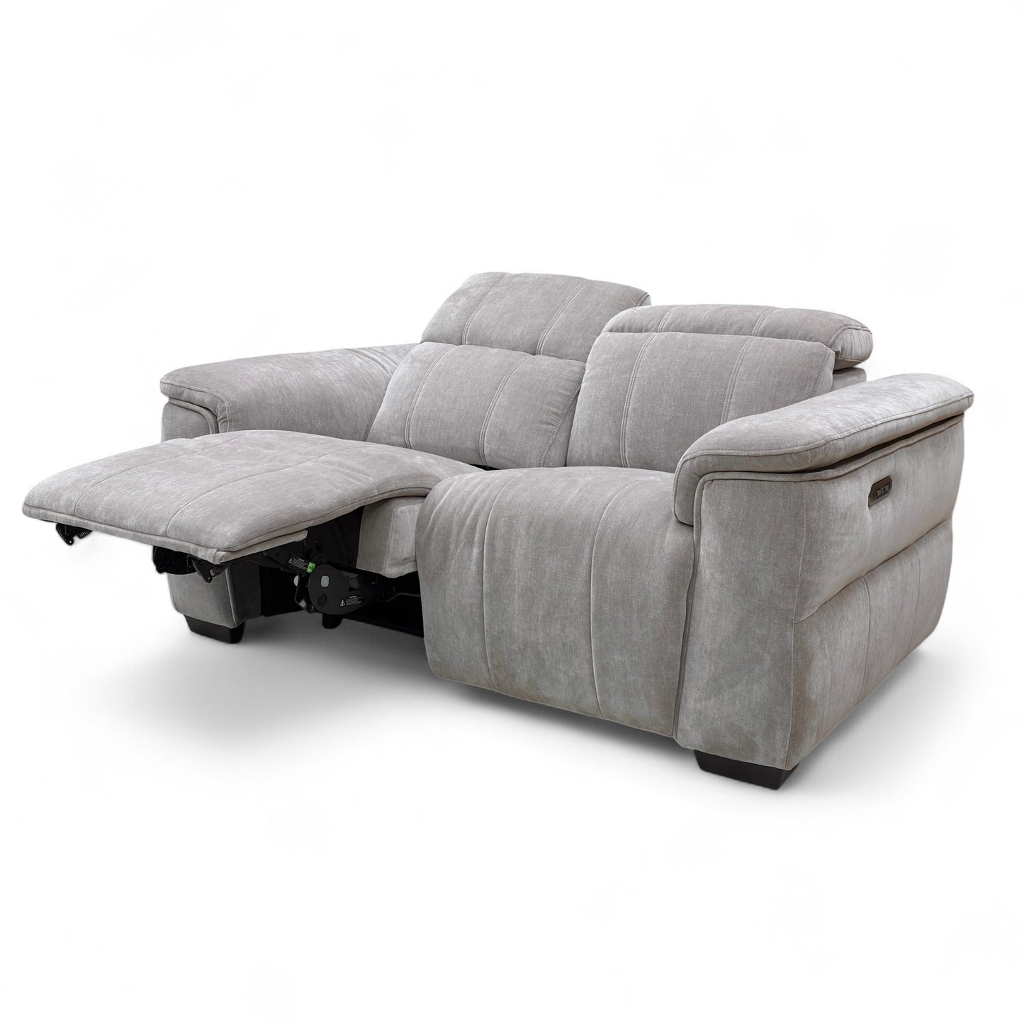 Side view of the 'Inca' Power Recliner Sofa when fully reclined to 156 cm depth.