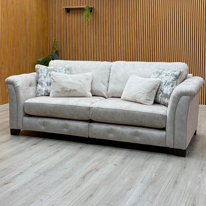 'Aura' Kenzo Cream Dw Ft Fabric 4 Seater Classic Back Split Frame Sofa with Footstool