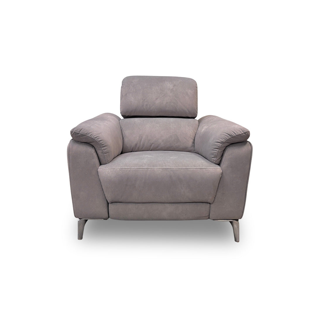 'Romeo' Stone Dexter Velvet Power Recliner Chair with Power Headrests
