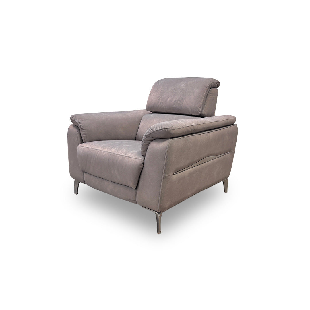 'Romeo' Stone Dexter Velvet Power Recliner Chair with Power Headrests