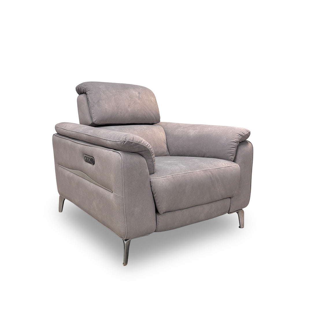 'Romeo' Stone Dexter Velvet Power Recliner Chair with Power Headrests