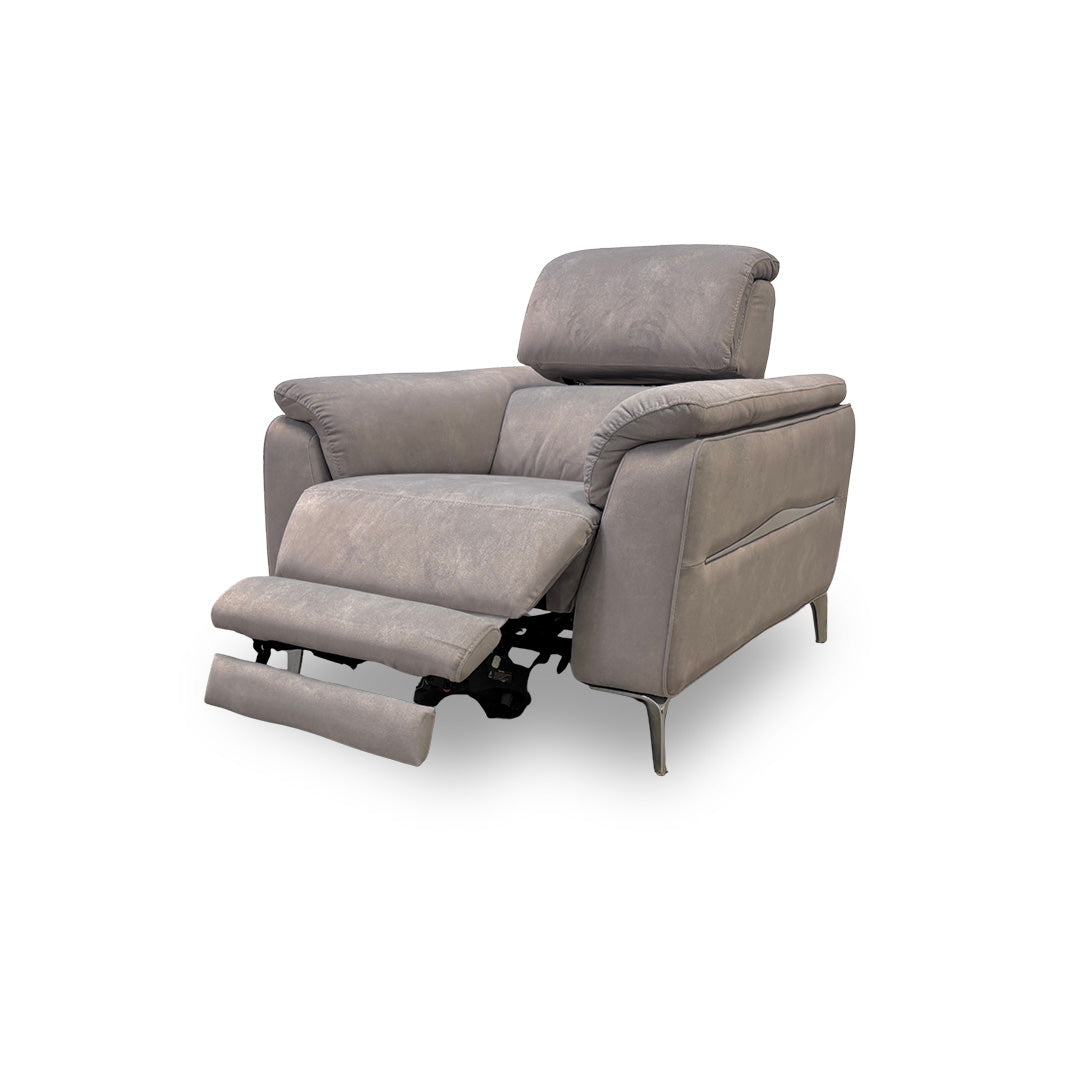 'Romeo' Stone Dexter Velvet Power Recliner Chair with Power Headrests