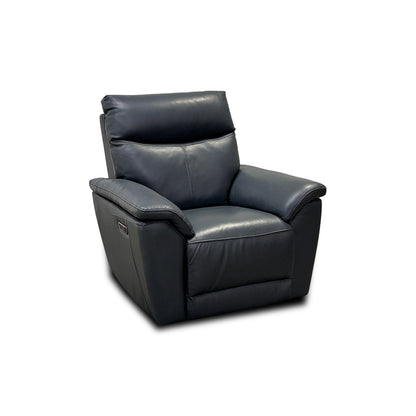 'Micah' Peacock Power Recliner Leather Armchair with Power Headrest