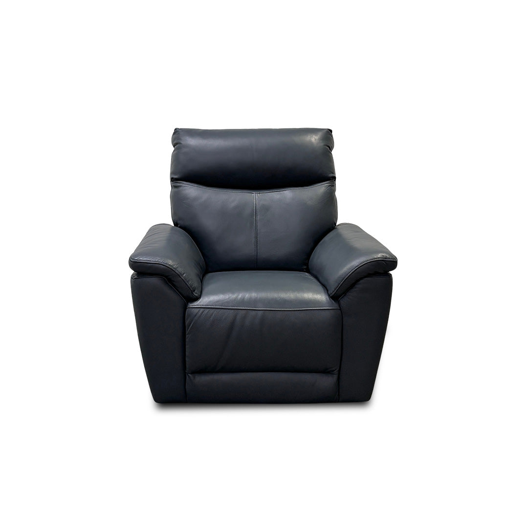 'Micah' Peacock Power Recliner Leather Armchair with Power Headrest
