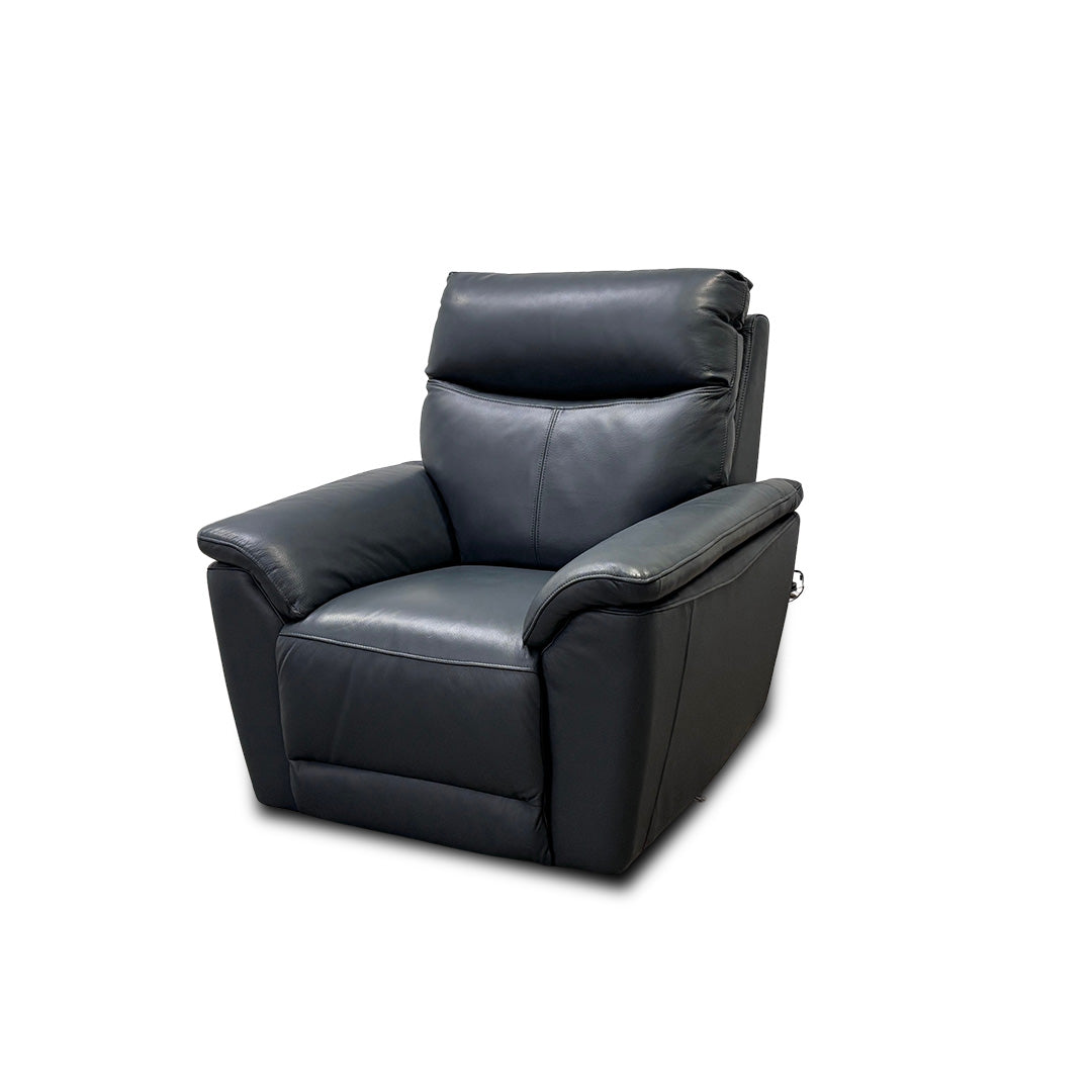 'Micah' Peacock Power Recliner Leather Armchair with Power Headrest