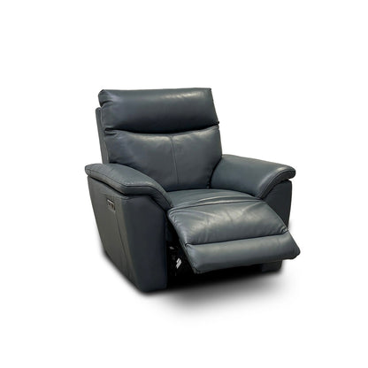 'Micah' Peacock Power Recliner Leather Armchair with Power Headrest