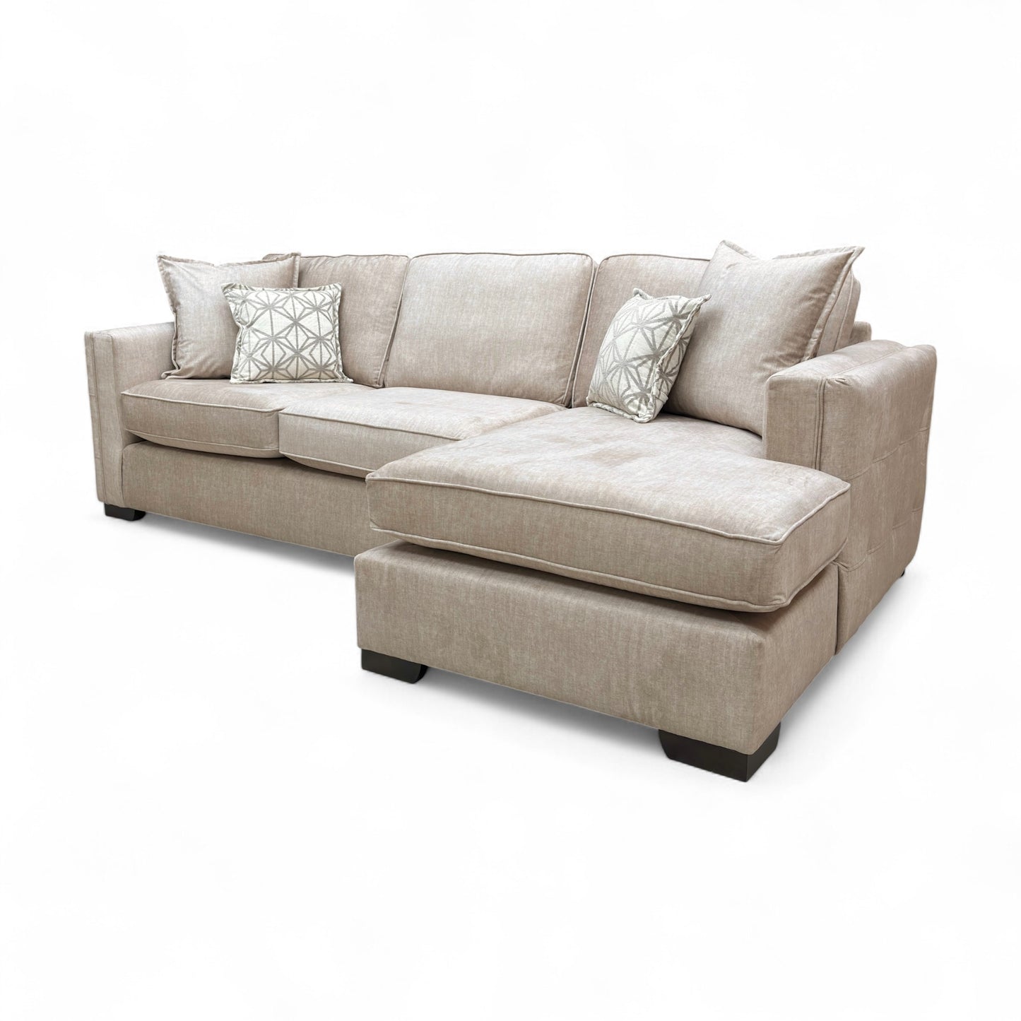 View of the end section of the 'Chelsea' chaise, highlighting the generous depth and the style of the armless, open-end.