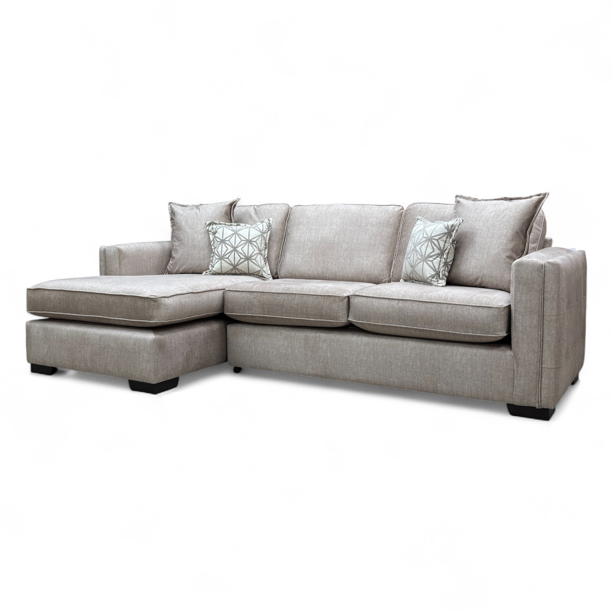 Chelsea Beige Vogue Velvet Large Left Hand Facing Open End Corner Chaise sofa, a modern and elegant sofa for living spaces.