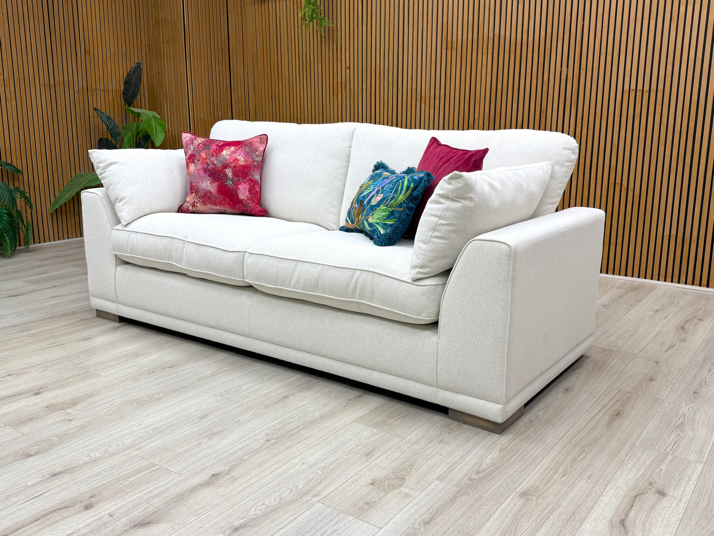 Detail shot of the back cushions and seating area of the 'Dalton' 3 Seater Sofa, showing the soft, durable Ashley fabric.