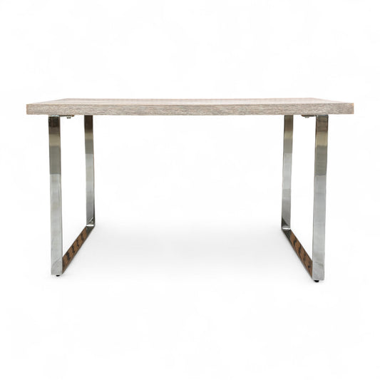 ‘Hollywood’ Marble Effect Solid Oak 140cm Fixed Dining Table with Metal U-Shaped Legs