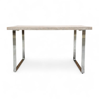 ‘Hollywood’ Marble Effect Solid Oak 140cm Fixed Dining Table with Metal U-Shaped Legs