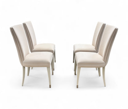 ‘Riviera’ Beige Velvet Silver Tipped Legs Set of 4 Dining Chairs