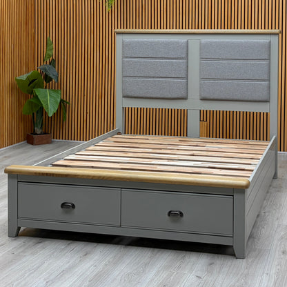 ‘Hartley’ Soft Grey Painted Finish 2 Drawer Bed Frame - King