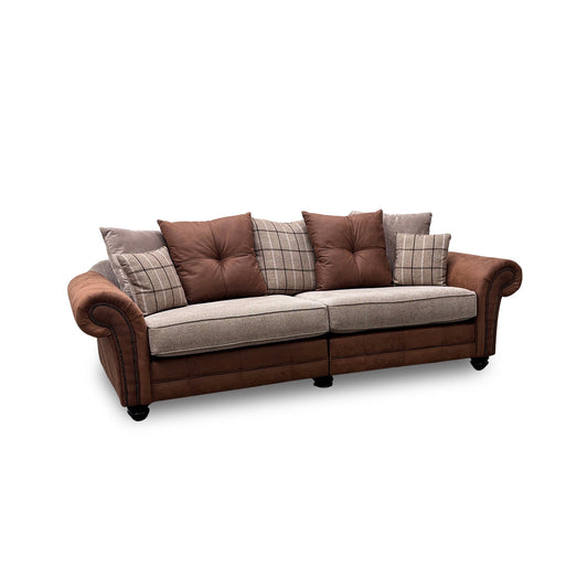 'Marshall' Oatmeal Sultan Fabric Split 4 Seater Scatter Back Sofa