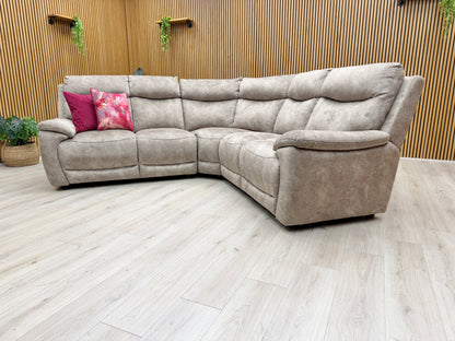 Front-facing view of the Sloane sectional, highlighting the plush back cushions and wide seating areas designed for family lounging